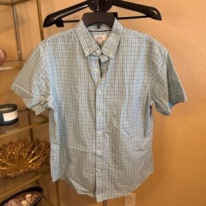 Croft & Barrow Mens Plaid Button Down Shirt Short Sleeve Blue Green Size L